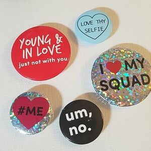 Fun Sayings Set of 5 Button Pin